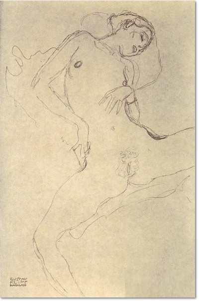 Gustav Klimt Akt mit gespreizten Beinen