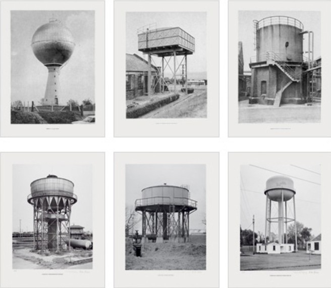 Bernd und Hilla Becher, Sechs Wassertürme 1976 Set of 6 offset lithographs, each print 52 x 40 cm (20½ x 15¾"), each signed on verso. Artist´s proof in addition to an edition of 385