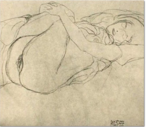 Gustav Klimt: "Studie zu Danae", 1907, Bleistift auf Papier