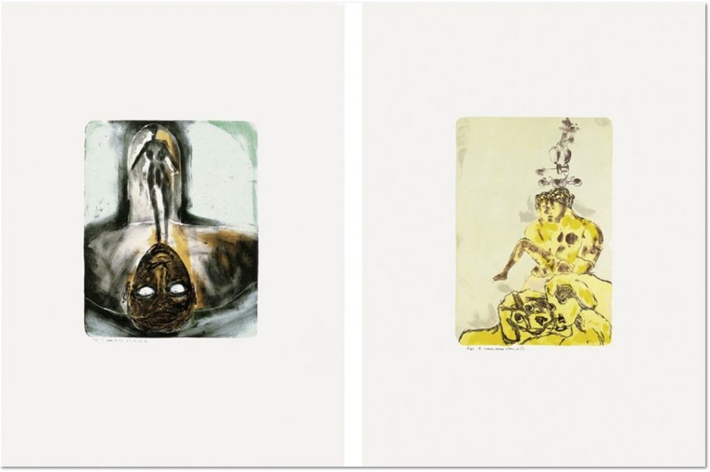 Francesco Clemente - Untitled 1984 Set of 2 lithographs on rag paper, 108 x 77 cm (43 x 30 in.) ea., edition of 25, signed and numbered.