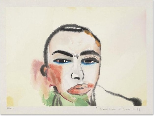 Francesco Clemente- Untititled - Selfportrait, 1984 Color woodcut 14.00 x 20.00 in 35.6 x 50.8 cm Edition of 200 This work is signed and numbered