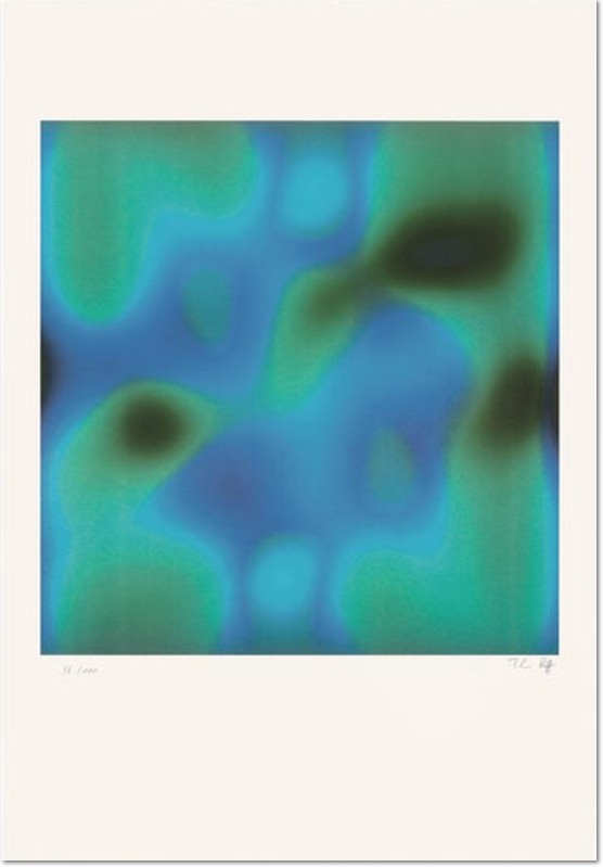 Thomas Ruff: “Substrat Blau“, 2009, Original-Farblithografie, lim. Auflage 100 Exemplare auf Bütten, nummeriert und handsigniert. Bildformat: 62 x 60 cm, Blattformat: 100 x 68,5 cm