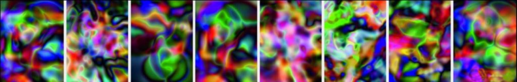 Thomas Ruff: ”Substrate“, 2002-2003. 8-teiliger Leparello, Digital Pigment Druck (Ditone) auf Barytpapier, en verso nummeriert und handsigniert von Thomas Ruff, Gesamtformat: 32 x 200 cm, limitierte Auflage: 75 Exemplare