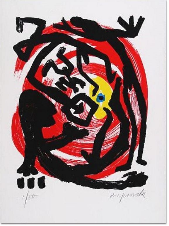 A.R. Penck: ‚Dresden“ 1992, Siebdruck, handsigniert, nummeriert, lim. Auflage 50 Exemplare Blattformat: 64 x 48cm