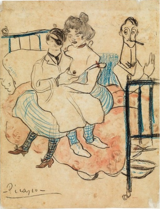 Pablo Picasso: „Scene erotiques“, 1903, Gouache sur papier, 20 x 28 cm, Privatsammlung, London