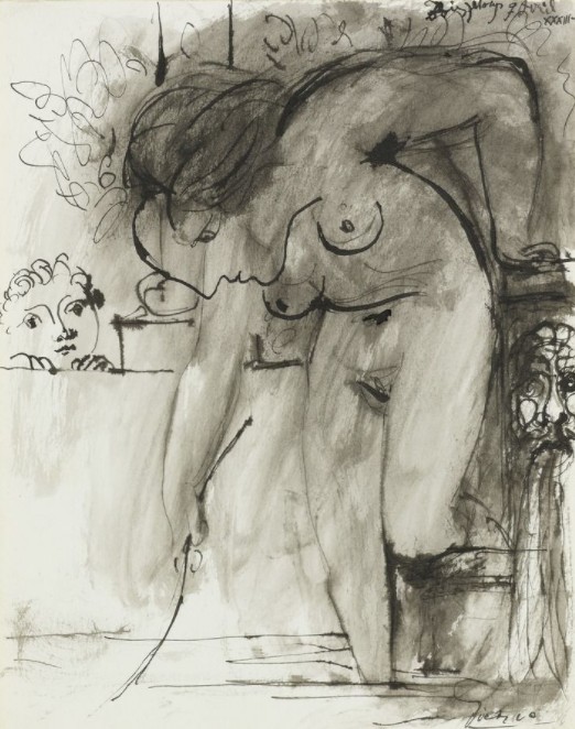 Pablo Picasso - Femme au bain, 1933 Pen and black ink and grey wash, on cream wove paper. Boisgeloup 9 Avril XXXIII