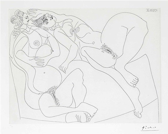 Pablo Picasso - Le Gout du Bonhur, gravure, Etching, Radierung 1971