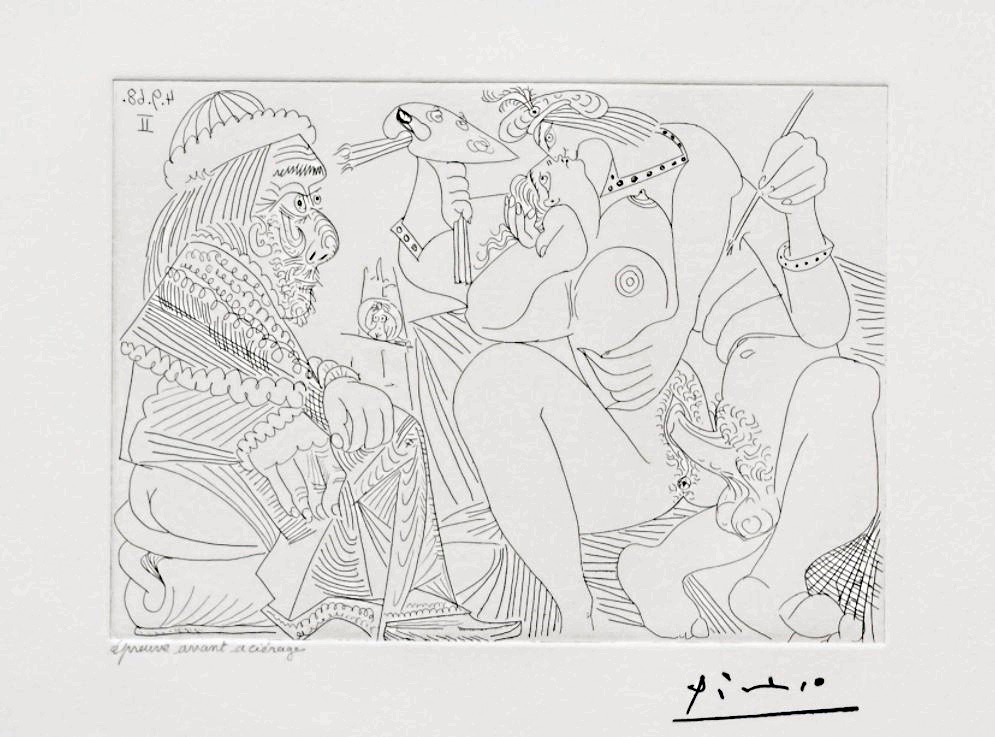 Pablo Picasso - Suite Vollard, Raphael et la Fornarina XVI: Le Pape est Toujours sur son Pot Songeur, from the 347 Series, 1968