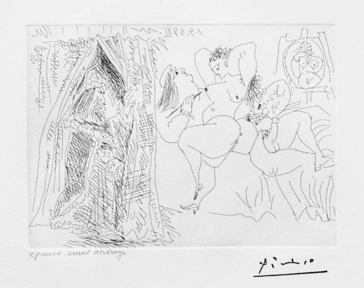 Pablo Picasso - Suite Vollard - Raphael et la Fornarina VIII: Le Pape Entre avec un Sourire Patelin 1