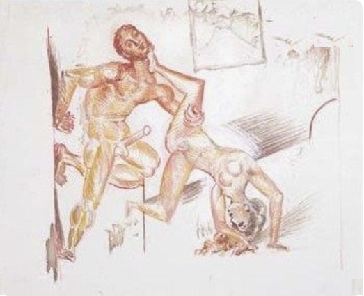 Pablo PicassoLe Couple ,1917, Gouache sur papier, 20 x 28 cm, collection particulière, Londres