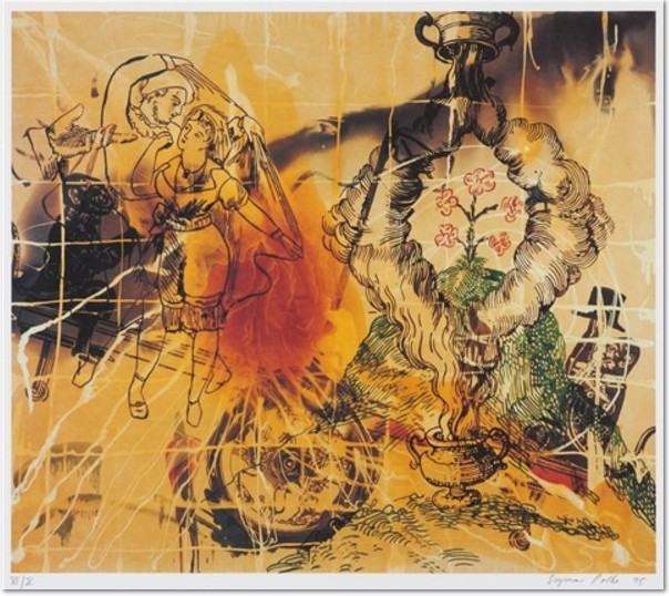 Sigmar Polke: ‘Affenschaukel’, 1995, Offset lithograph on handmade paper, signed and numbered, edition of 75 + X, picture size: 50 x 57.2 cm, total size: 55 x 75 cm