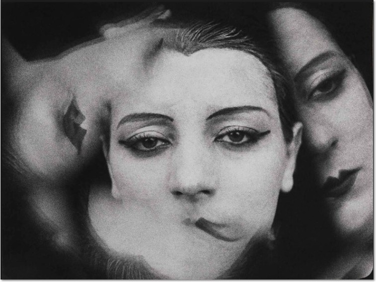 Man Ray Kiki de Montparnasse, 1924 Theme: Women - photogram (image from a movie) triple portrait woman close-up on face extract from Fernand Leger's "Ballet Mecanique" superimposition