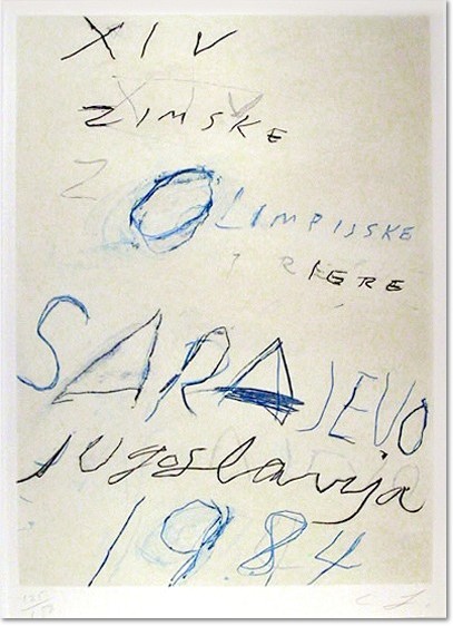 Cy Twombly - Sarajewo, 1984., etching with aquatint and lithograph printed in colours, 1984, signed, inscribed 'right to print' and dated 83 in pencil, the bon a tirer proof before the edition of 150, on wove paper, with full margins, 765 x 545 mm (30 1/8 x 21 1/2 in)