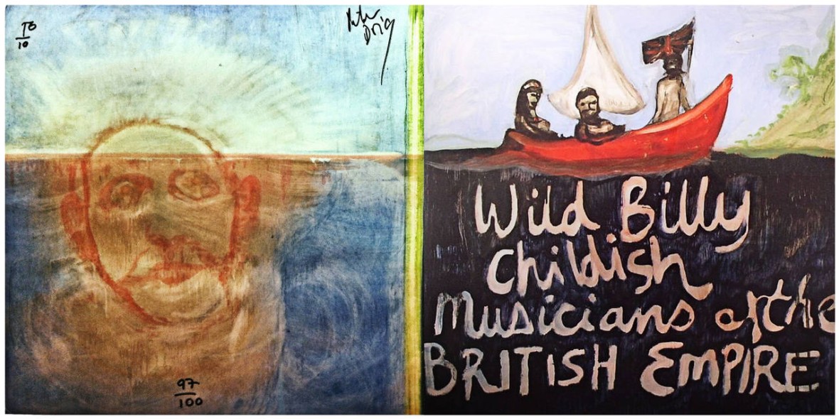 Peter Doig, Wild Billy Childish & The Musicians of The British Empire 1, Limited-edition of 100 Hand-signed by both Billy Childish and Peter Doig Record and print featuring four new Billy Childish songs housed in a full colour gatefold sleeve, 12 in x24 in. 30 cm x 61 cm