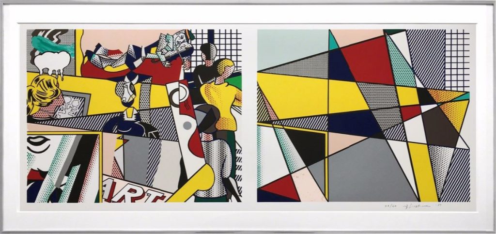 Roy Lichtenstein: ‘Tel Aviv Museum print (Cortlett 238)’, 1989, Lithograph on Rives BFK paper, edition of 60, signed and dated "rf Lichtenstein '89" in pencil lower right, numbered, size: 26 1/4 × 56 1/2 in, 66.7 × 143.5 cm. Printed by Tyler Graphics Ltd. Literature: M. Corlett, The Prints of Roy Lichtenstein: A Catalogue Raisonne 1948-1993, New York, 1994, no. 238 another impression reproduced in color.