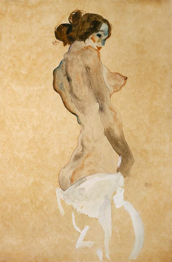 Egon Schiele, Standing Female Nude, 1912 on, Watercolour on Paper