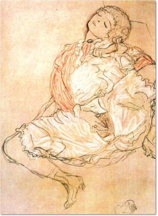 Gustav Klimt: ‘Liegende mit gespreizten Beinen / Nude with Legs akimbo ’, 1914, crayon on paper
