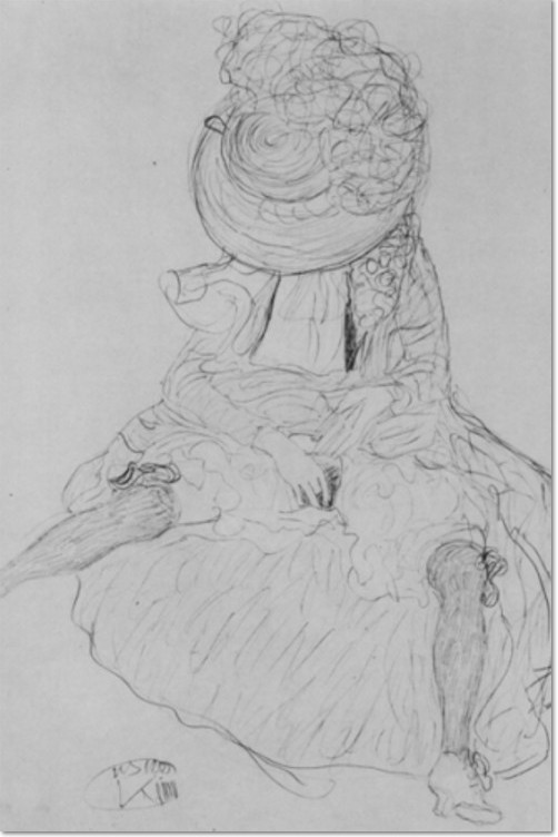 Gustav Klimt, Sitzende mit Hut, der das Gesicht verdeckt, 1911