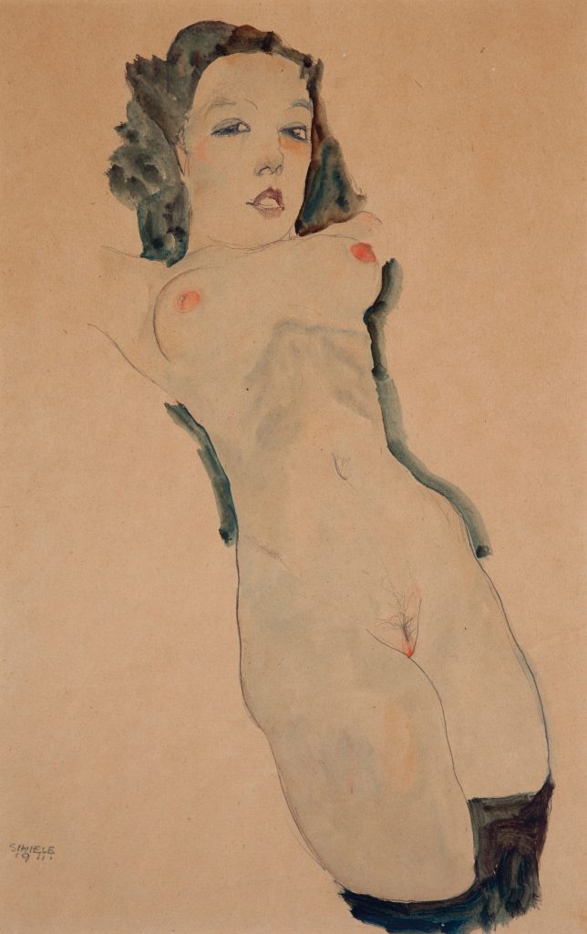 Egon Schiele: "Reclining Nude with Black Stockings ", 1911, (Tatjana Georgette von Mossig)