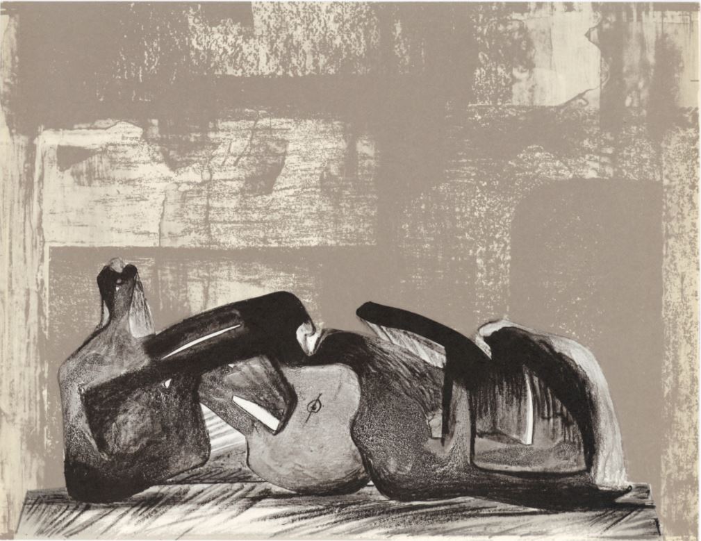 Henry Moore - Original lithograph, issued in 1977 for XXe Siecle, published in Paris by San Lazzaro. Sheet size 9 1/4 x 12 1/4 inches; 240 x 310 mm