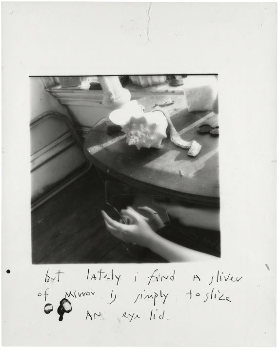 Francesca Woodman, But lately I find a sliver of mirror is simply to slice an eyelid, New York, 1979-80 © George and Betty Woodman