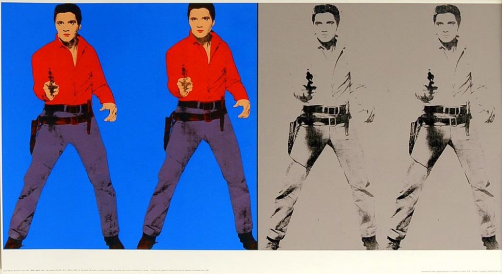 Double Elvis by Andy Warhol, offset lithograph, Paper size: 21 x 39.1/2 inch (53.5 x 99.7 cm) Images size: 18.3/4 x 19.1/4 in. (49.1 x 48 cm) very good condition