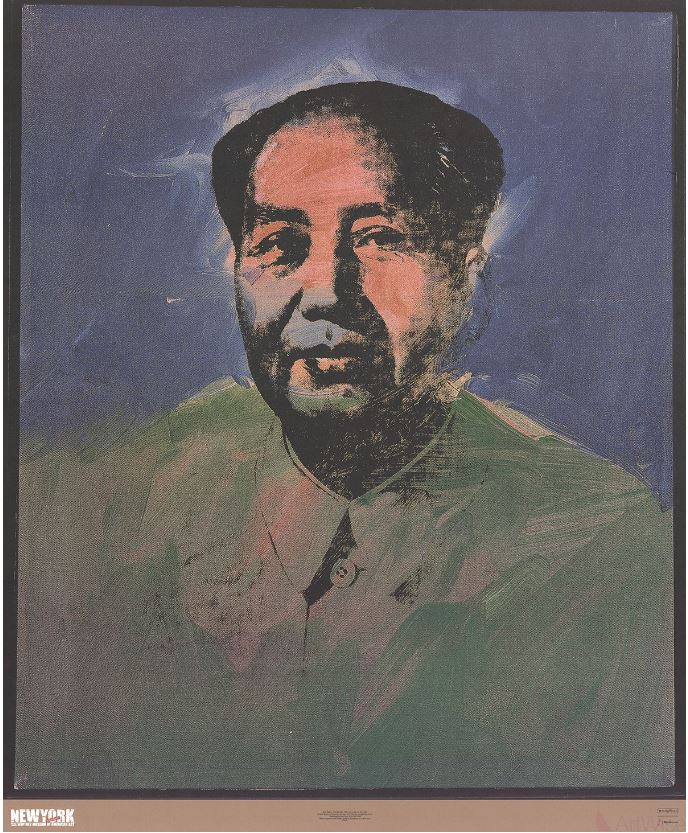 Andy Warhol: Mao, 1989, limited edition poster for an exhibition of the Whitney Museum of American Art, New York, held in Milan, Italy, 1989, edition of 2000. Image Size: 32.75 x 26.75 in, paper size: 32.75 x 26.75 in. Condition A: Mint. 