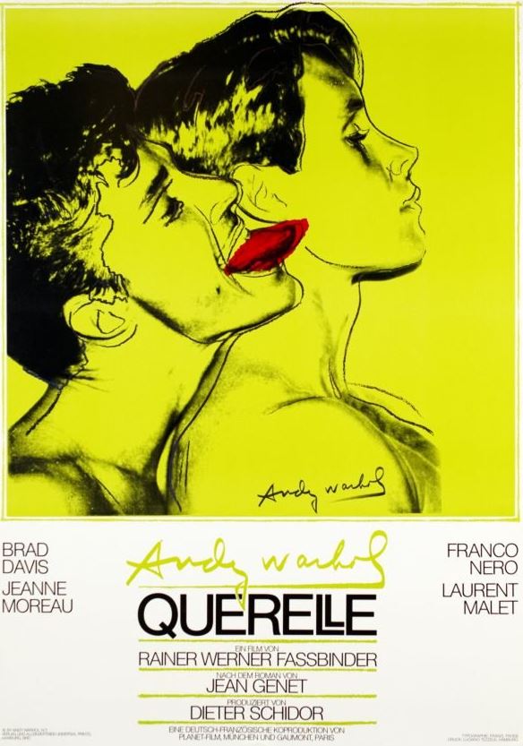 Andy Warhol: "Querelle, Yellow", high-quality art print, 70 x 99 cm. First edition poster for the film "Querelle", 1982, directed by Rainer Werner Fassbinder, starring Brad Davis, Franco Nero and Jeanne Moreau.