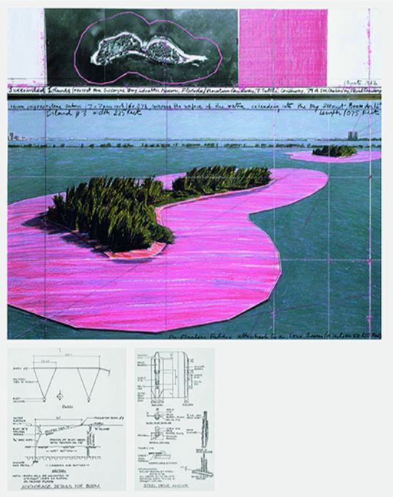 Christo und Jeanne-Claude: ‘Surrounded Islands 1980 – 83’, 2009, 7-part leporello, digital pigment print (Ditone) on 260 g/m² Hahnemühle Baryta paper, size: 32 x 175 cm / 12½ x 69 in. Edition: 75, handsigned and numbered