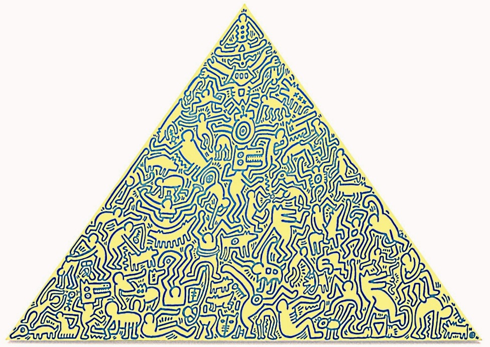 Keith Haring, Pyramid 1989, 4 x Anodized aluminum plates, 104 x 144 x 3 cm each (41 x 56½ x 1 in.), signature and number etched on verso. Edition of 30.