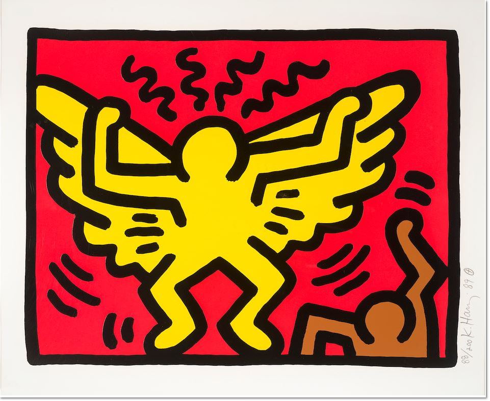 Keith Haring - Untitled - (FROM POP SHOP IV) , Silkscreen in colours on wove paper, from the edition of 200. Signed, dated and numbered in pencil by Keith Haring. [Published: Martin Lawrence Editions Ltd., New York]