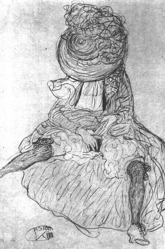 Gustav Klimt: 'Halbakt mit teilweise verdecktem Gesicht und Handskizze / Semi-Nude with partly hidden Face and Hand Sketch, 1916
