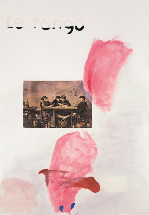 Julian Schnabel Le Tango I 1991 Etching, aquatint, printed over collage, on rag paper, 198 x 137 cm (78 x 54"), signed and numbered. Edition of 48.