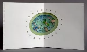 Tomoko Kato - Man with Flower, 3-dimensional paper art, signed, size: ca. 35 x 17,5 cm