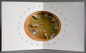 Tomoko Kato - Man with Otter, 3-dimensional paper art, signed, size: ca. 35 x 17,5 cm