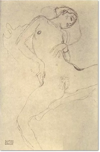 Gustav Klimt Akt mit gespreizten Beinen