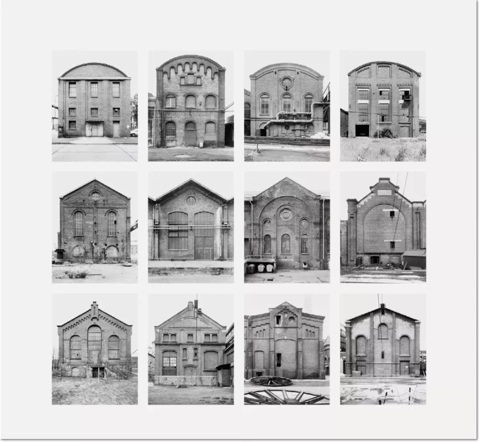 Bernd und Hilla Becher - Industriehallen (Industrial Facades) 2006 Image II from Typologies Digital pigment print (Ditone) on photo paper, 90 x 93 cm (35½ x 36½
