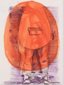 Martin Kippenberger, Eierfrau, 1996 Aquatinta, Radierung Motiv: 39,5 x 29,5 cm Papier: 57 x 44 cm Auflage von 24 + 6 AP