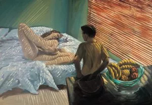Eric Fischl - Bad Boy 1981, oil on canvas, 66″ x 96″ [168 x 244 cm]. Copyright of the artist.