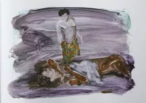 Eric Fischl, from Scenes and Sequences with Text by E.L. Doctoro’, 1989, Lithograph, signed, numbered, edition of 55, size: 27 x 30 in / 26 x 48 cm.