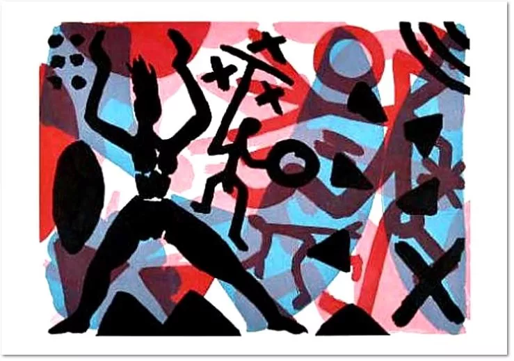 A.R. Penck: ‘Aufstand’, Aquatinta Radierung, signiert, nummeriert, lim. Auflage: 35 Exemplare, Blattformat: 76,0 x 107,0 cm
