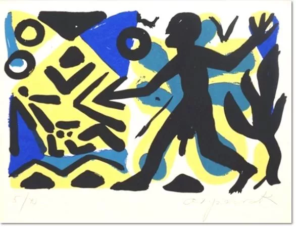 A. R. Penck - Zivilisation, 2000, Farblithografie auf Bütten, signiert, nummeriert, lim. Auflage 40 Exemplare, Blattformat: 50 x 70 cm, gerahmt