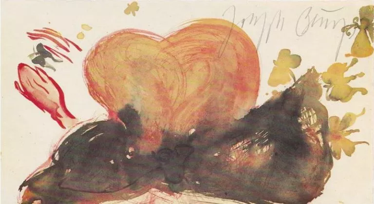 Joseph Beuys – Mädchenkopf mit blauer Schleife und Schmetterlingen