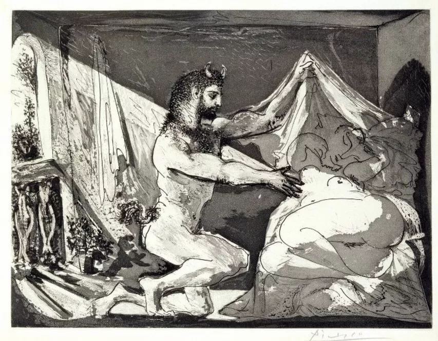 Pablo Picasso “Faune Devoilant une Femme” 1936, from Pablo Picasso’s Suite Vollard