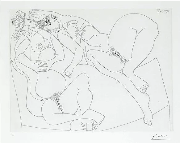 Pablo Picasso - Le Gout du Bonhur, gravure, Etching, Radierung 1971