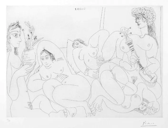 Pablo Picasso - Suite 347 - Etching 20 August 1968 I (L.289)
