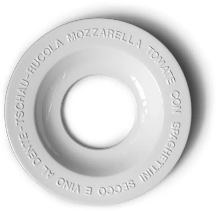 Martin Kippenberger Italienischer Teller 1997 published for documenta X Porcelain plate with relief typography, 26 cm (10¼