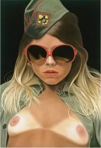Richard Phillips: „Scout“, 2016, Giclee Leinwanddruck auf Keilrahmen, nach dem gleichnamigen Ölgemälde von 1999, Private Collection, Format: 56 x 46 cm / 93 x 76 cm / 114 x 94 cm.