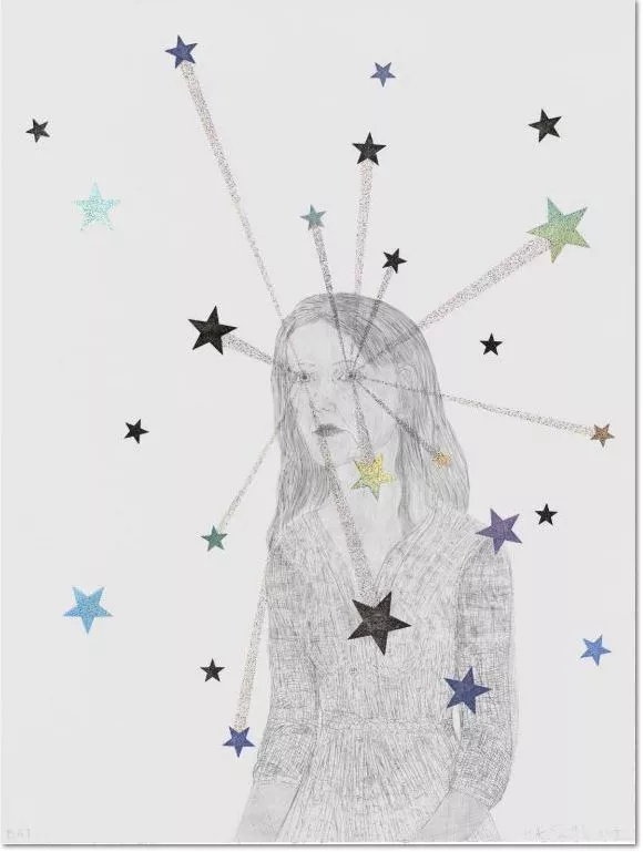 Kiki Smith, Promising, 2018, lithograph with sokscreen and foil, edition of 28