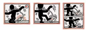 Keith Haring Untitled (Free South Africa) 1985 Set of 3 lithographs with collotype on rag paper, 81 x 100 cm (31¾ x 40 in). Edition of 60, each signed and numbered.